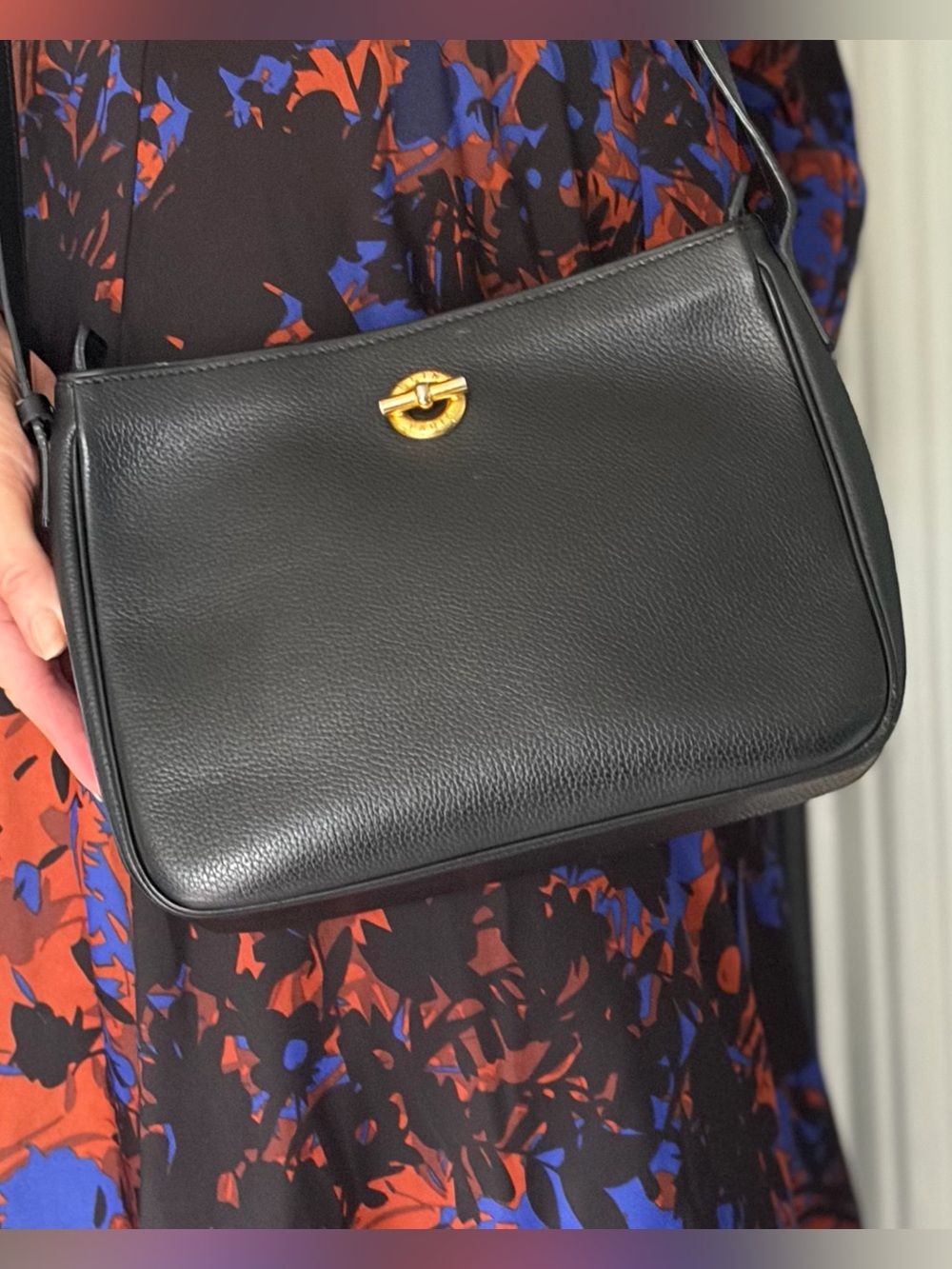 Celine Paris leather shoulder Bag with Gold Hardware and red leather interior